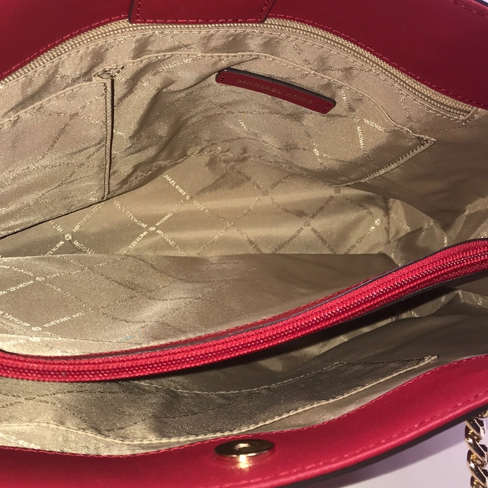 Red Michael Kors Ellis Large Tote [Leather] - Picture 6 of 8